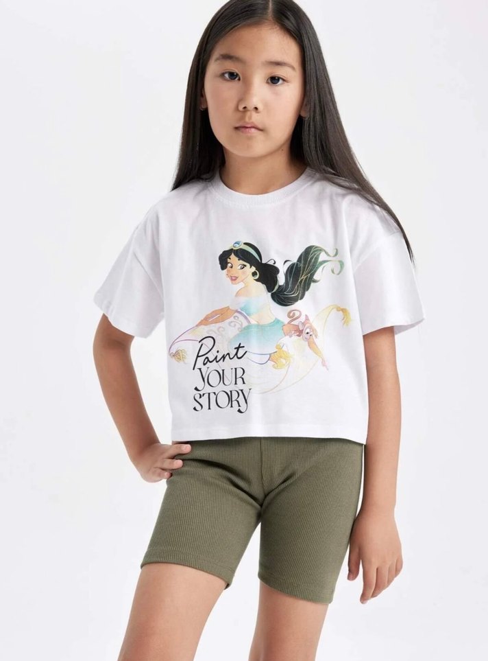 Disney Prenses Baskılı Kız Tişörtü, Kısa Kollu - Görsel 2