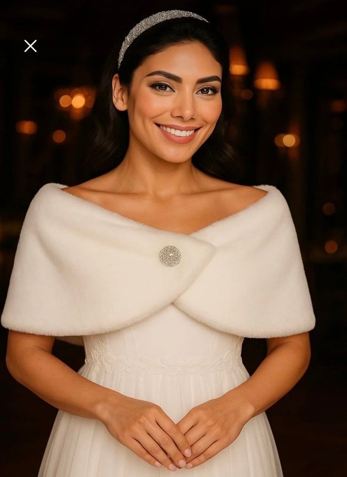 Broşlu peluş beyaz etol - Görsel 5