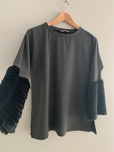 Oversize kolları peluş tunik /bluz