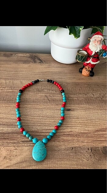 Diğer Turkuaz ve mercan doğal taş kolye