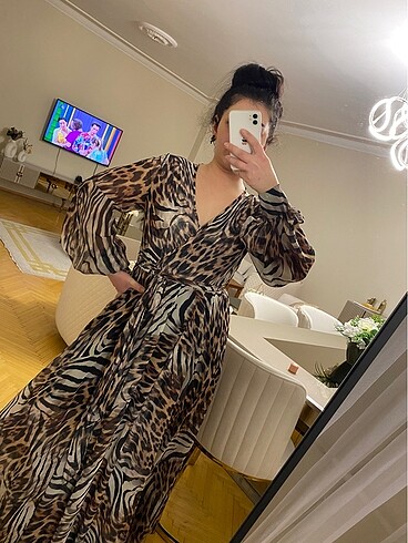 Leopar desen elbise