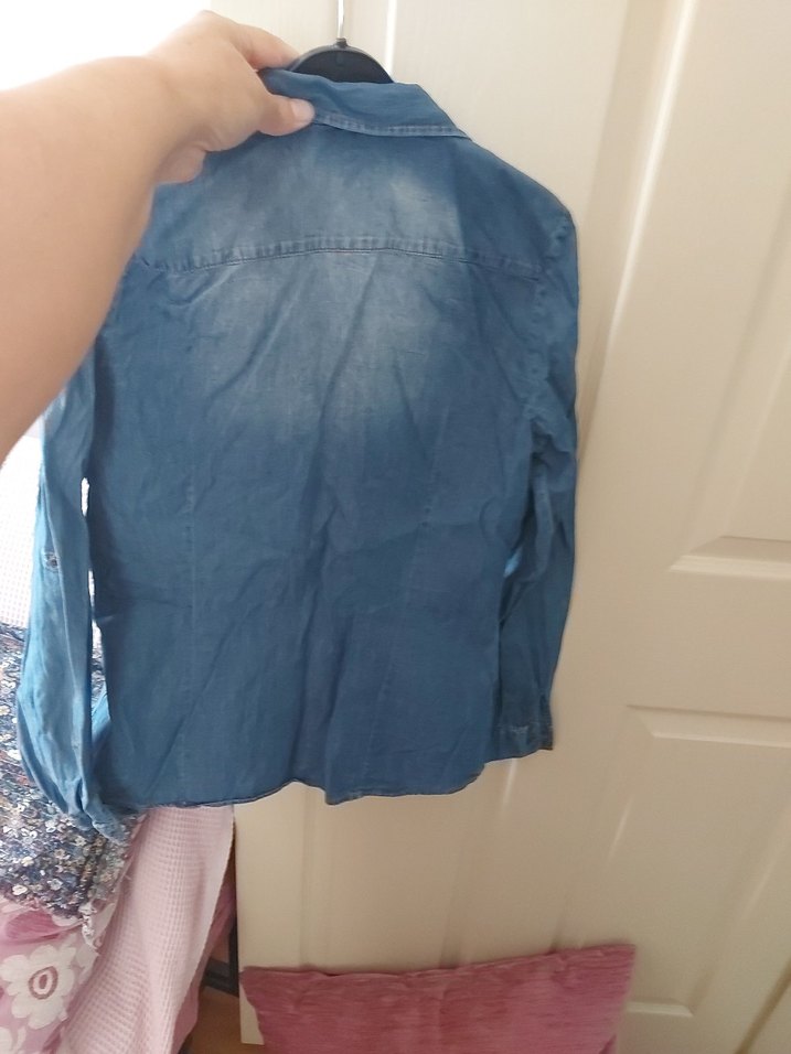 Mavi Düğmeli Denim Kadın Gömlek - Görsel 5