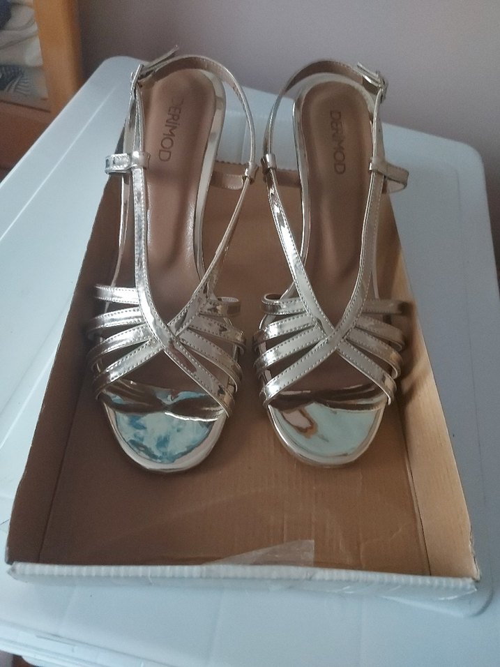 Derimod Altın  Topuklu Kadın Abiye Ayakkabı - Görsel 2