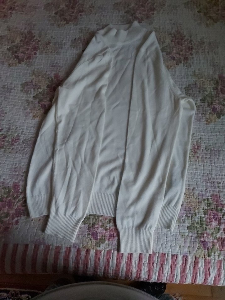 De fantom krem Uzun Kollu Triko Kazak - Görsel 2