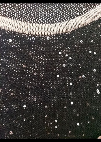 Siyah Mini Triko Kazak, Uzun Kollu, Gevşek Kesim - Görsel 4