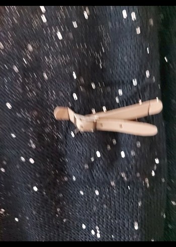 Siyah Mini Triko Kazak, Uzun Kollu, Gevşek Kesim - Görsel 3