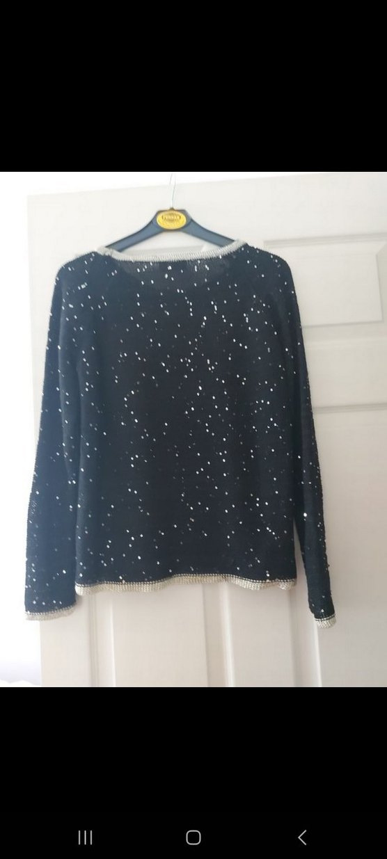 Siyah Mini Triko Kazak, Uzun Kollu, Gevşek Kesim - Görsel 2