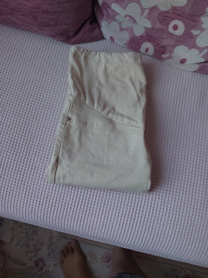 krem rengi hamileKadın Pantolon, Normal Boy,likralıdır. - Görsel 5