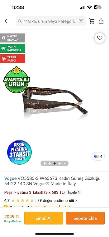 Vogue Vogue güneş gözlüğü