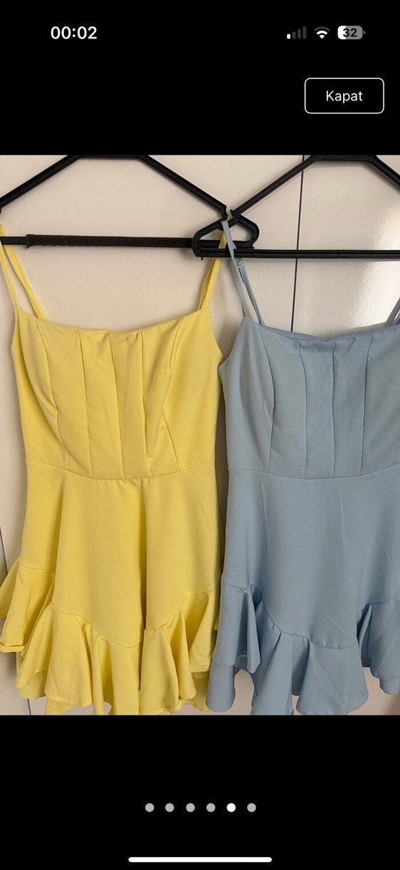 Sarı Mini Elbise - Görsel 5