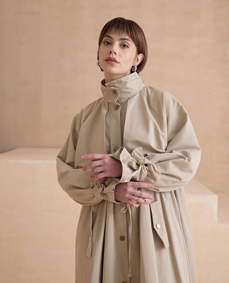 Bej Uzun  Kadın Trençkot - Görsel 2