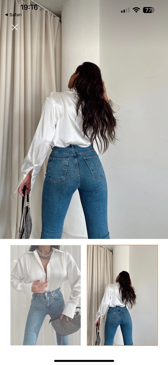 beyaz saten gömlek - Görsel 3