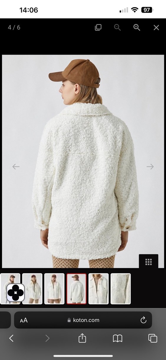 Beyaz Peluş Detaylı Salaş Ceket - Görsel 3