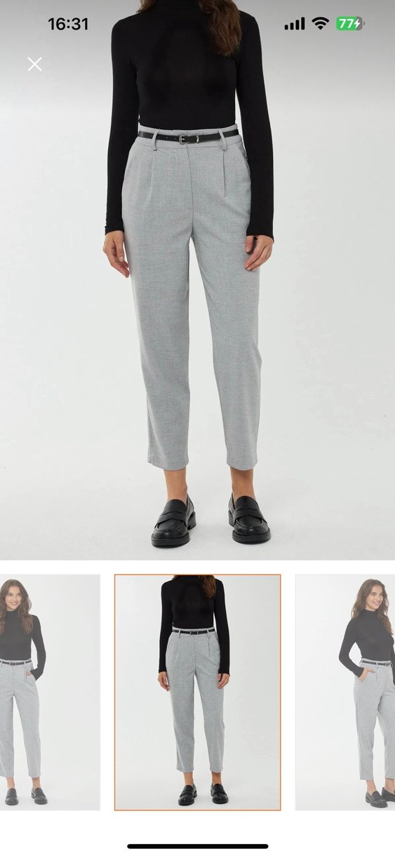 Gri havuç Kumaş Kadın Pantolon - Görsel 2