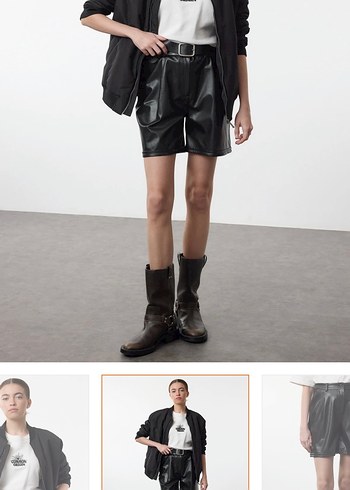 deri yüksek bel şort - Görsel 2