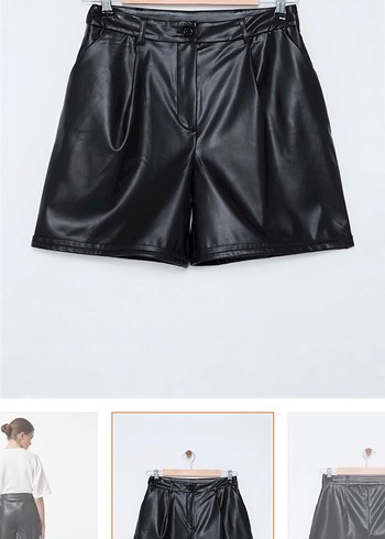 deri yüksek bel şort - Görsel 3