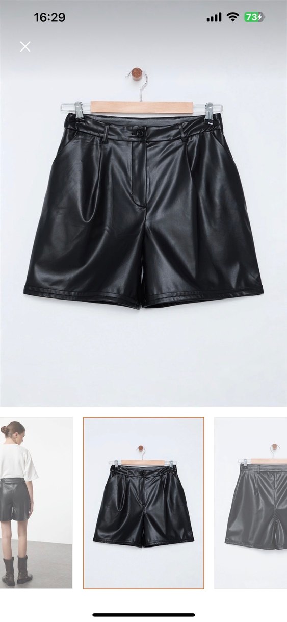deri yüksek bel şort - Görsel 3