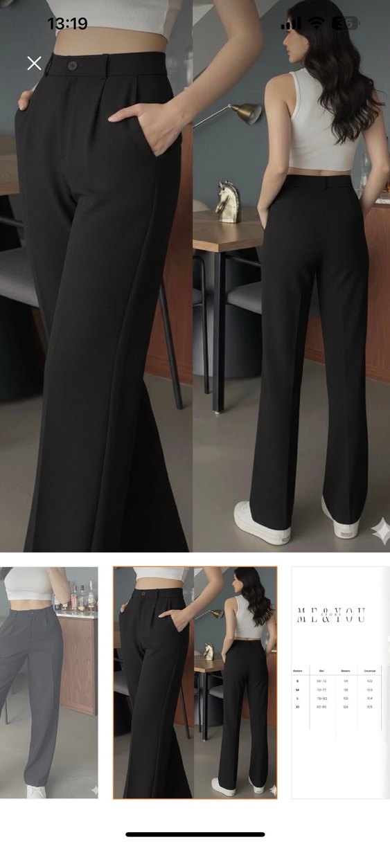 siyah yüksek bel palazzo pantolon - Görsel 3