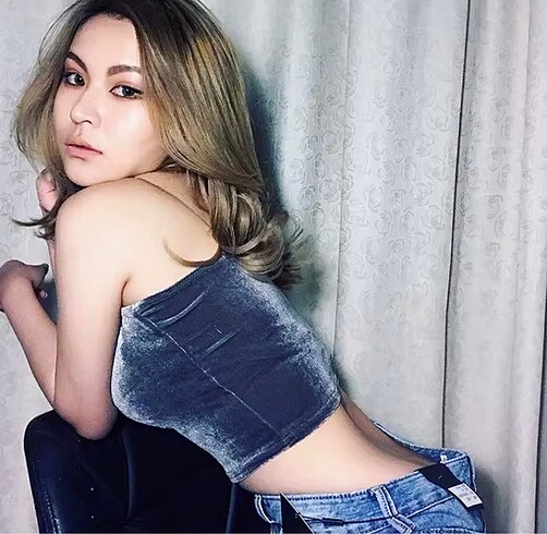 Diğer kadife crop ince askılı