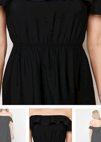 madonna yaka keten görünümlü elbise - Görsel 4