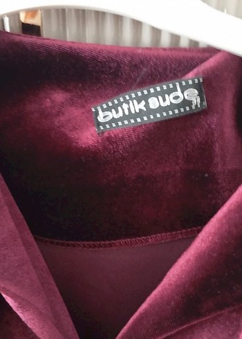 Bordo kadife Piliseli Uzun Elbise - Görsel 4