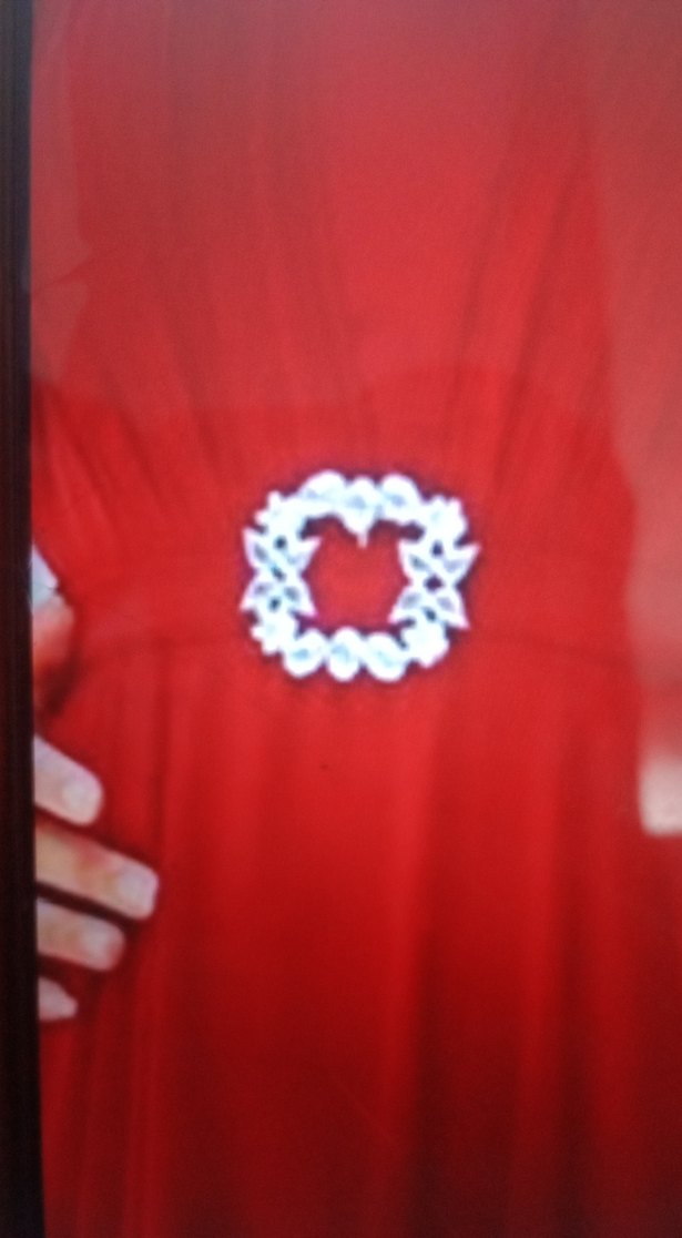 kırmızı V Yakalı Uzun Salaş şifon  kemerli Elbise - Görsel 5