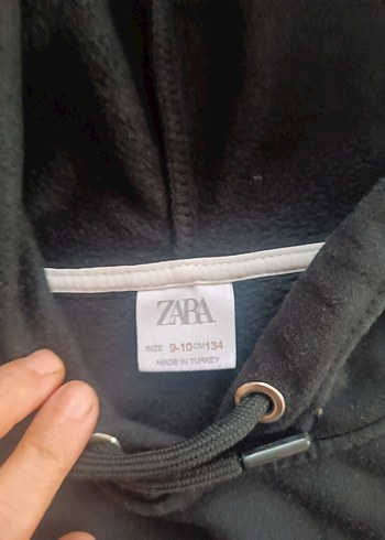 zara Erkek Siyah Kapüşonlu Sweatshirt - Görsel 2