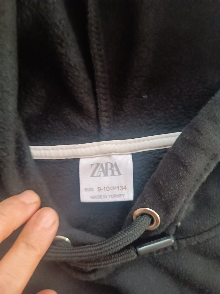 zara Erkek Siyah Kapüşonlu Sweatshirt - Görsel 2