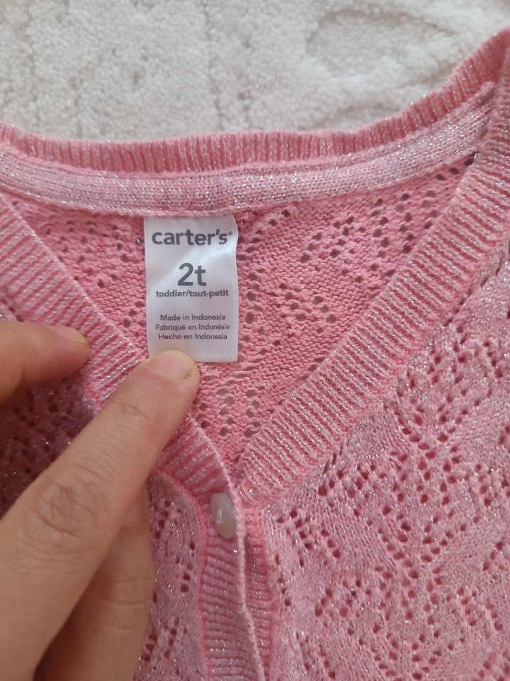 Kız Çocuk Pembe Örgü Hırka - Görsel 2