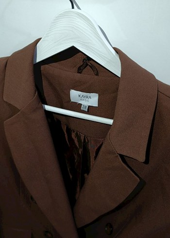 kayra Kahverengi Kadın Midi Blazer Ceket - Görsel 2