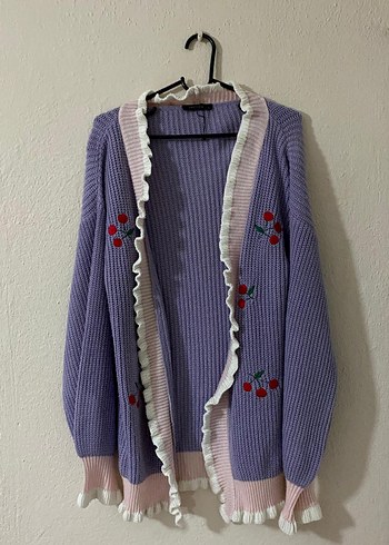 Trendyol & Milla Nakışlı Mor Midi Örgü Hırka