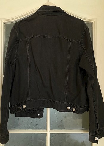 H&M Siyah Kadın Denim Ceket, Düğmeli, Salaş Kesim