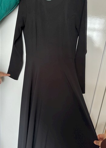 Uzun Siyah Bele Oturan Elbise - Görsel 2