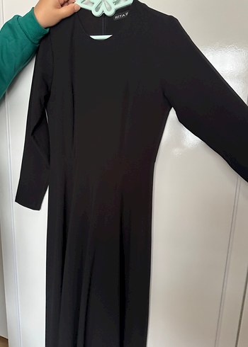 Uzun Siyah Bele Oturan Elbise - Görsel 3