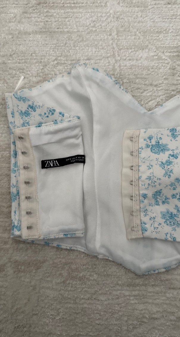 Mavi çiçek desenli Göğüs Korsesi - Görsel 4