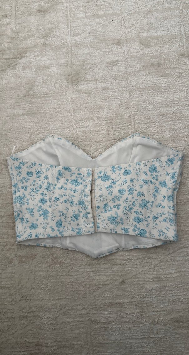 Mavi çiçek desenli Göğüs Korsesi - Görsel 2