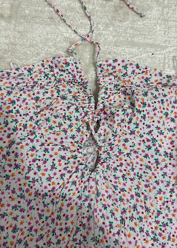 Çiçek Desenli Mini Straplez Kadın Tulum - Görsel 2