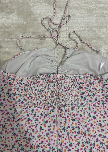 Çiçek Desenli Mini Straplez Kadın Tulum - Görsel 4