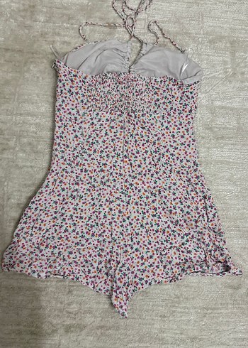 Çiçek Desenli Mini Straplez Kadın Tulum - Görsel 3