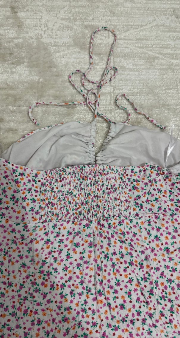 Çiçek Desenli Mini Straplez Kadın Tulum - Görsel 4