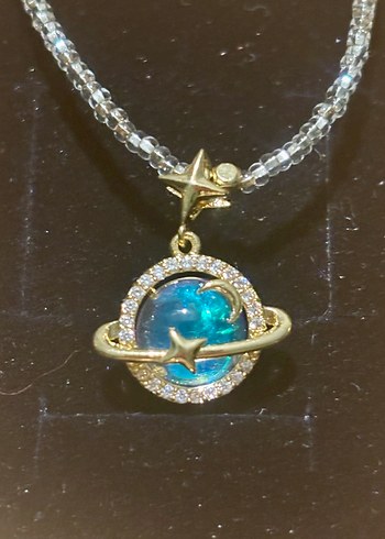 Mavi Boncuklu Yıldız ve Ay Uçlu Kolye - Görsel 2