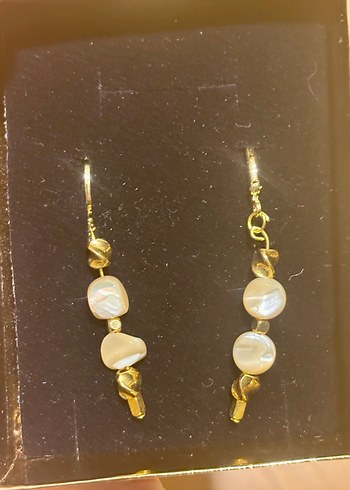 Altın Renkli Boncuklu Midi Küpe - Görsel 2