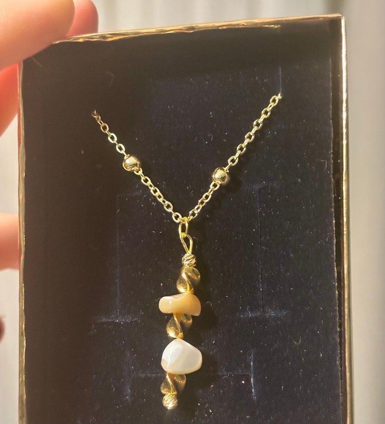 Boncuklu Altın Renkli Midi Kolye - Görsel 3