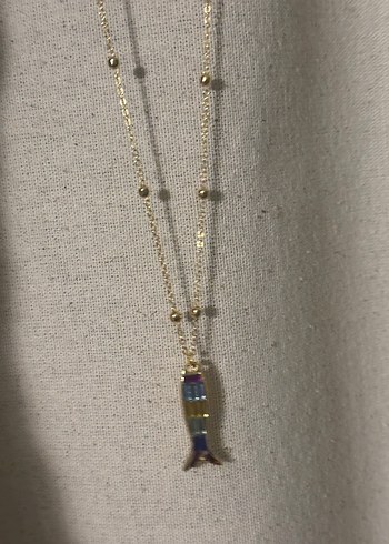 Renkli  Balık Uç detaylı Kadın Kolye - Görsel 4