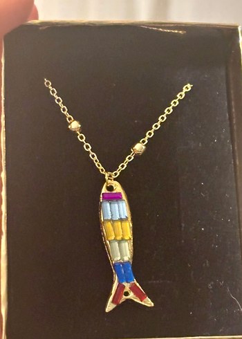 Renkli  Balık Uç detaylı Kadın Kolye - Görsel 3