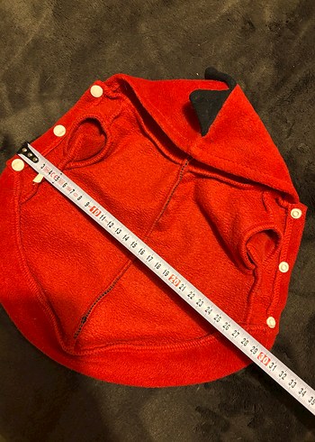 Düğmeli Kırmızı Kapüşonlu Köpek Kıyafeti - Görsel 9