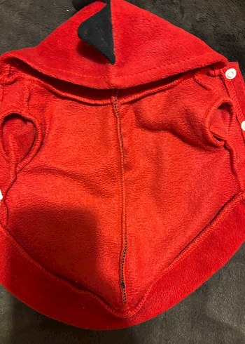 Düğmeli Kırmızı Kapüşonlu Köpek Kıyafeti - Görsel 8