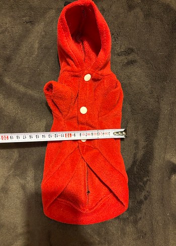 Düğmeli Kırmızı Kapüşonlu Köpek Kıyafeti - Görsel 4
