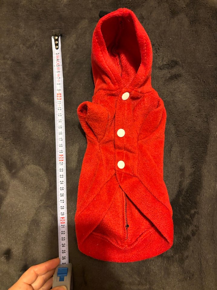 Düğmeli Kırmızı Kapüşonlu Köpek Kıyafeti - Görsel 3