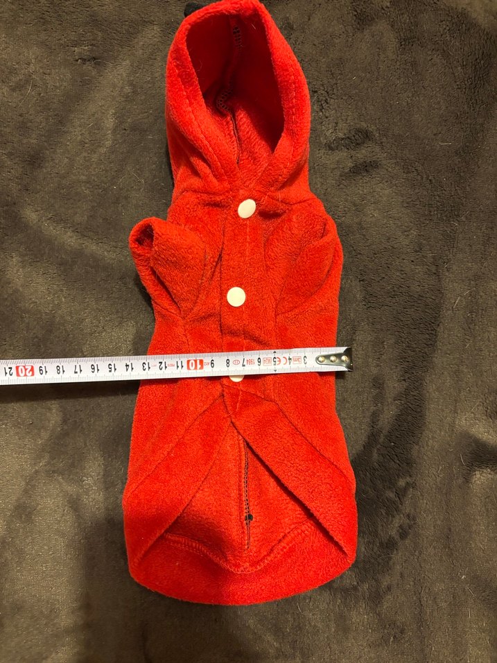 Düğmeli Kırmızı Kapüşonlu Köpek Kıyafeti - Görsel 4
